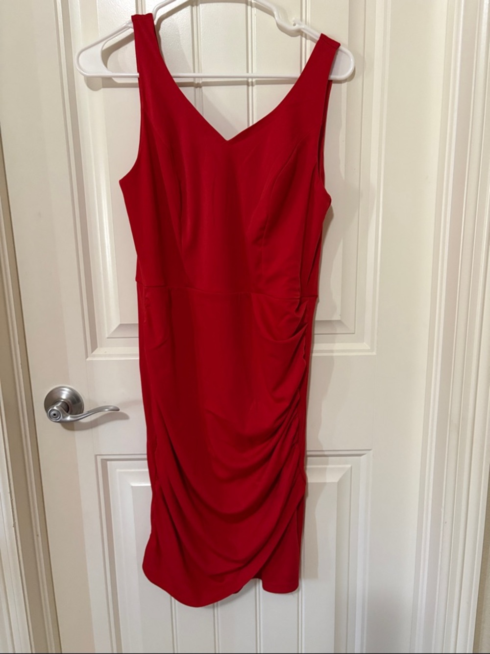 NWT Grace Karin Red Sleeveless V-Neck‎ Ruched Women’s Dress